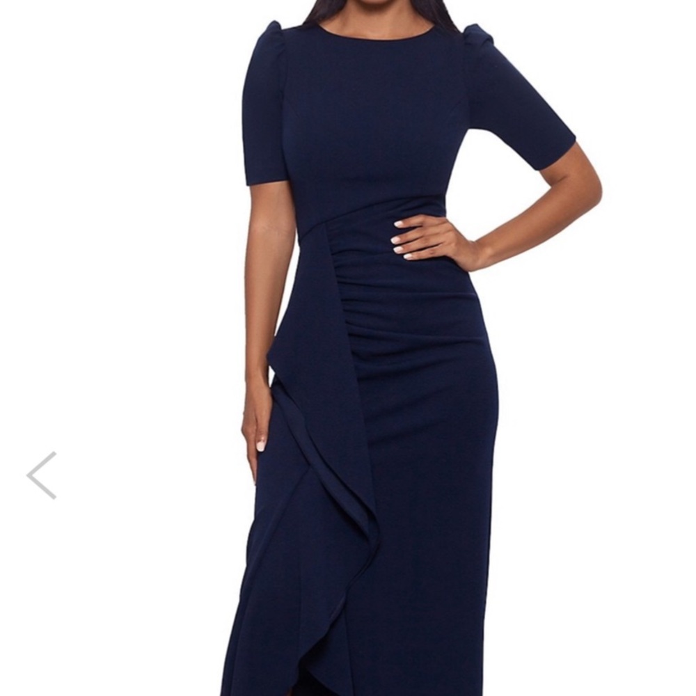 XSCAPE Elegant Navy Blue Dress